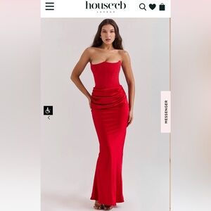 House of CB PERSEPHONE SCARLET STRAPLESS CORSET MAXI DRESS